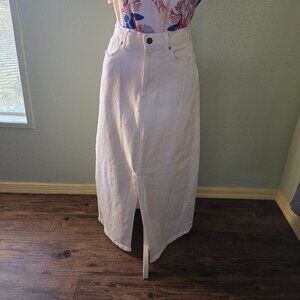 White Long Denim Skirt